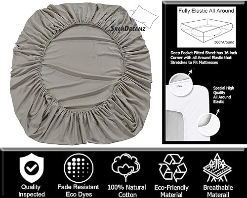 Miniatura 9 de Sábana bajera de 400 hilos, 100 % algodón peinado, tamaño individual de 39 x 75 x 15 pulgadas de profundidad, calidad de hotel de lujo, fácil de