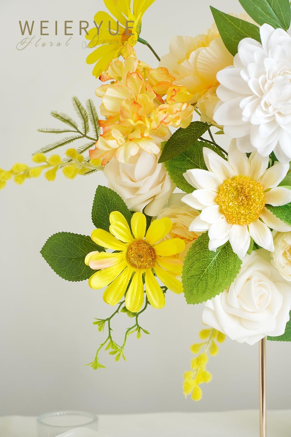 Yellow Artificial Flowers Combo Box Wedding Decor,Fake Flowers,Flowers for Decoration,Silk Flowers for Home Decor Indoor,Cake Flowers,Faux Flowers for Crafts image 5