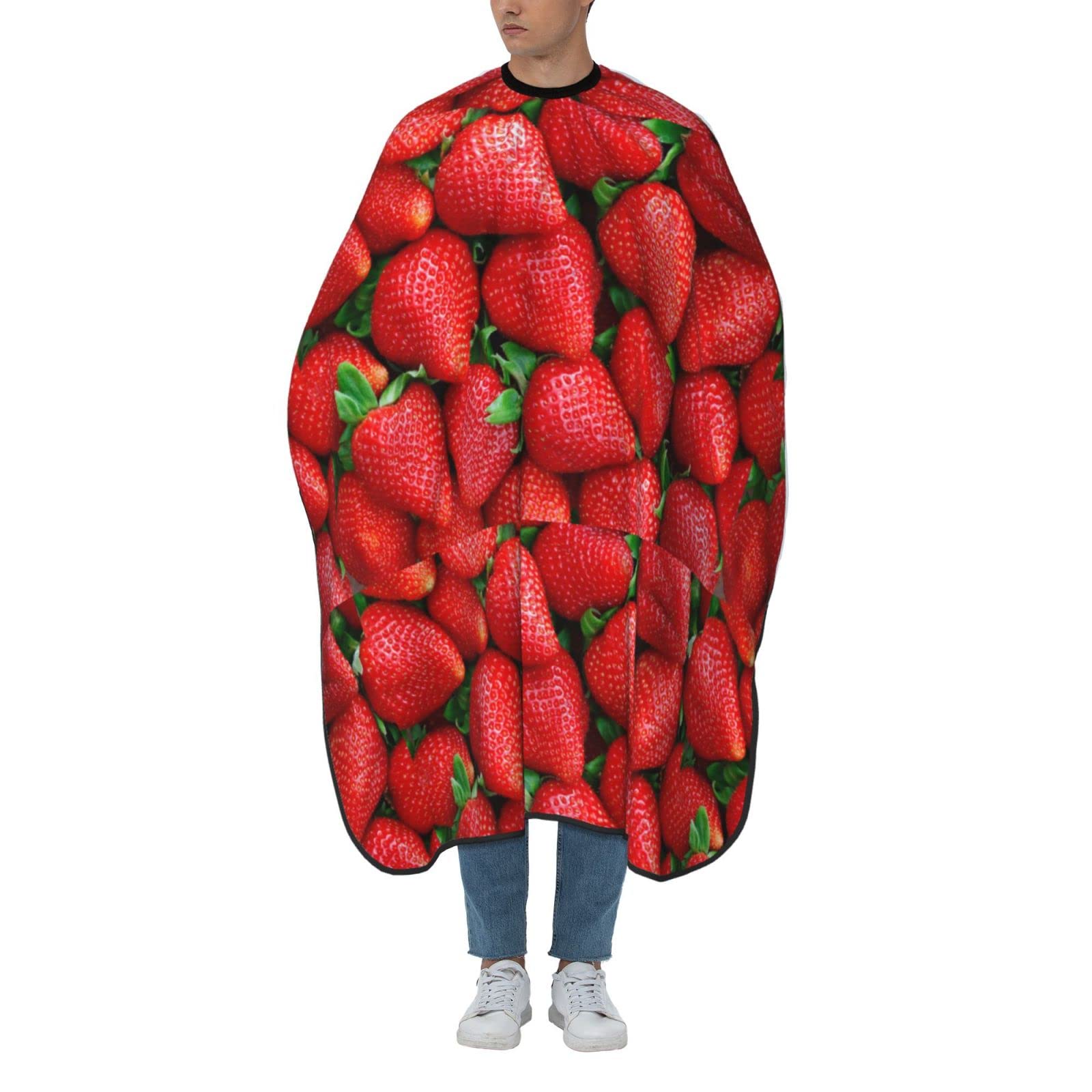 Cape de coiffeur imperméable rouge à motif fraise et col réglable taille unique - 8