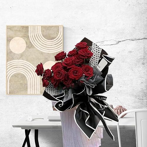 Miniatura 5 de Gloreyan 20 hojas de papel de regalo de flores con borde dorado, ramo de floristería, ramo de flores frescas, envoltura impermeable, caja de regalo,