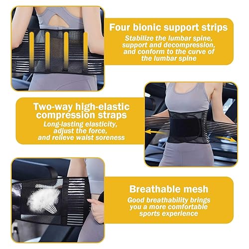 Miniatura 3 de 2 piezas de faja lumbar para mujer, para la espalda y columna de trabajo pesado, transpirable y ajustable