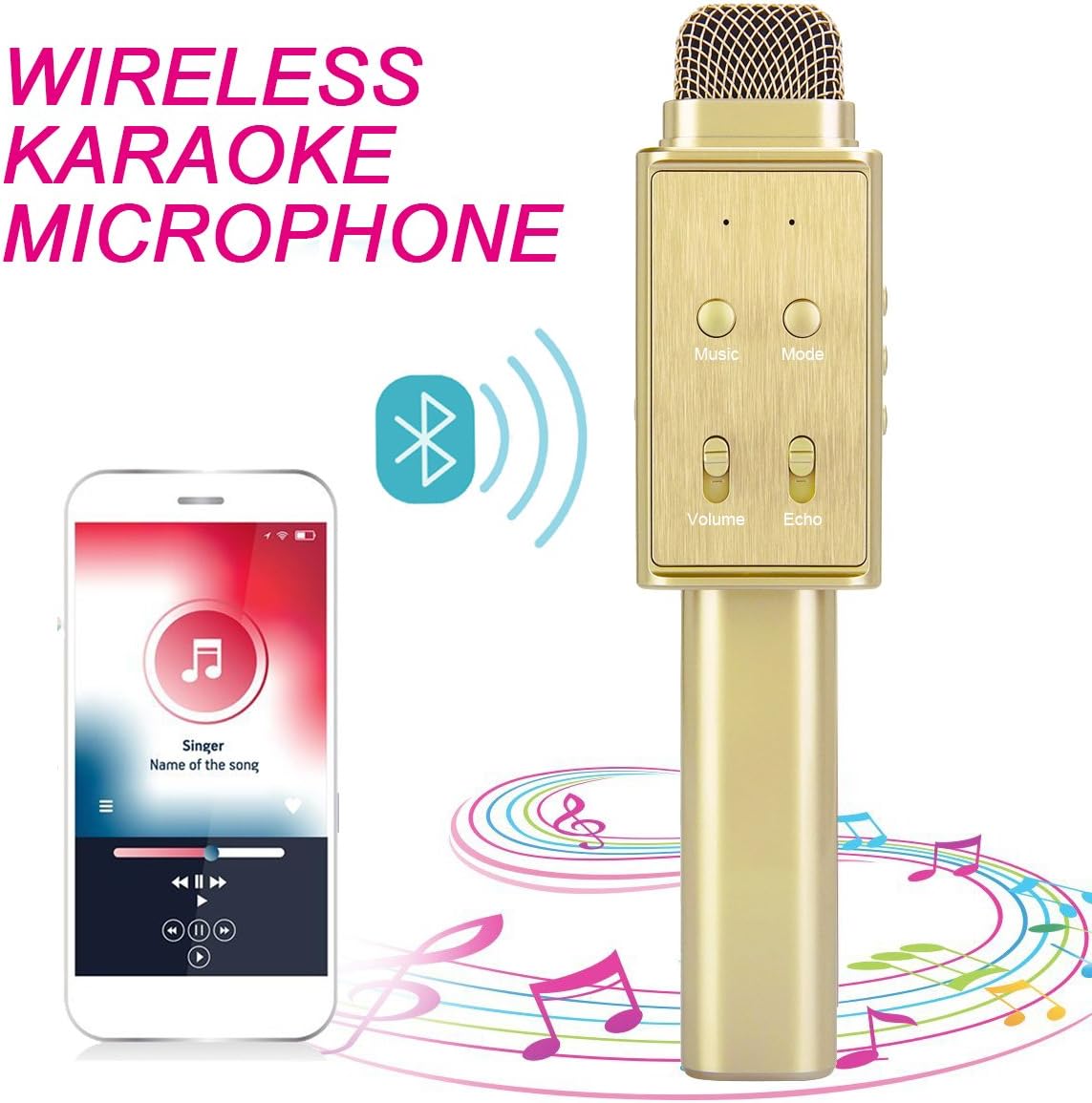 Wireless Karaoke Microphone Maxesla Handheld Portable Bluetooth