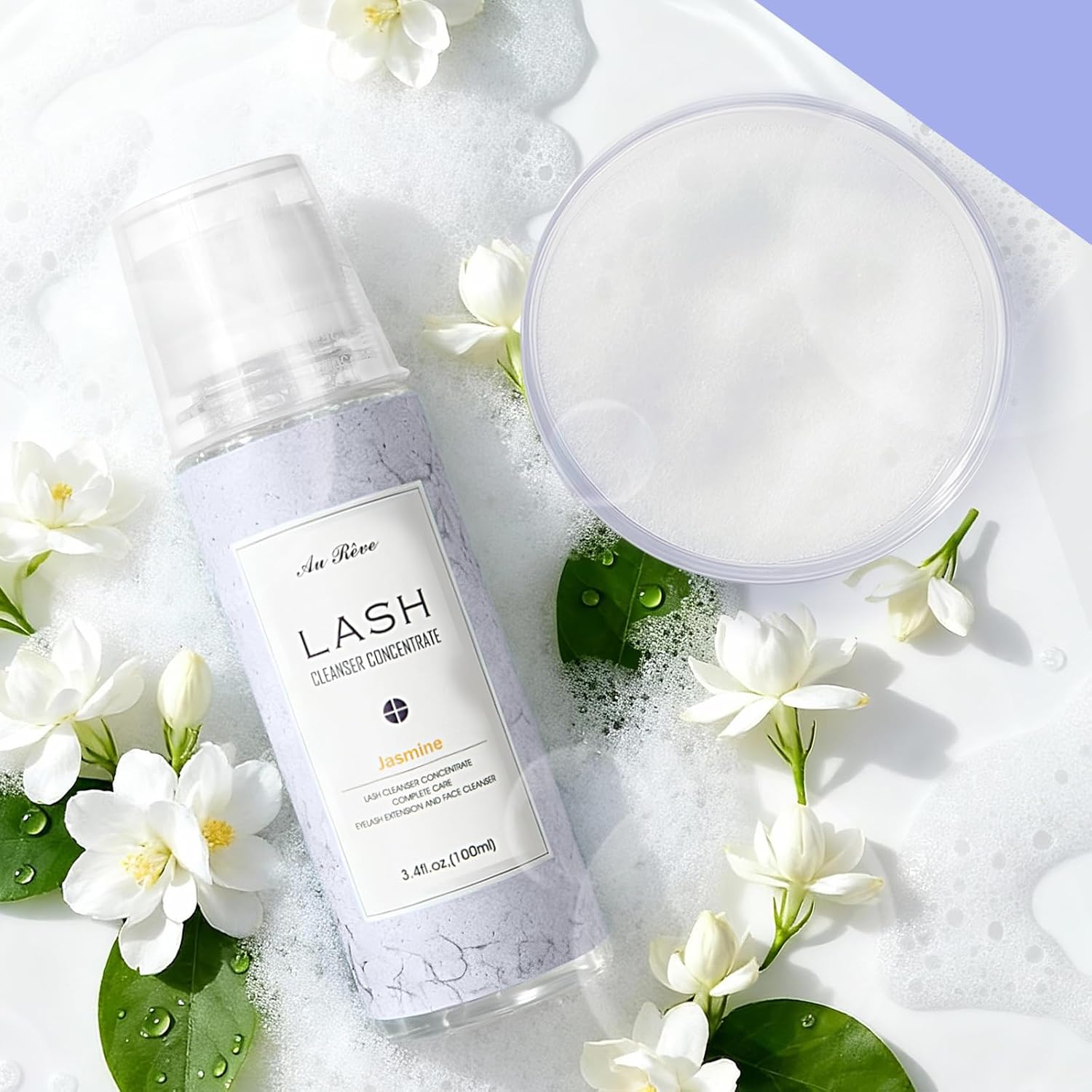 Lash Shampoo Concentrate 100ml Eyelash Extension Cleanser Oil-Free Eyelash Extension Shampoo with Salon Home Care -Makes 20 Bottles 60ml Lash Cleaner,Jasmine