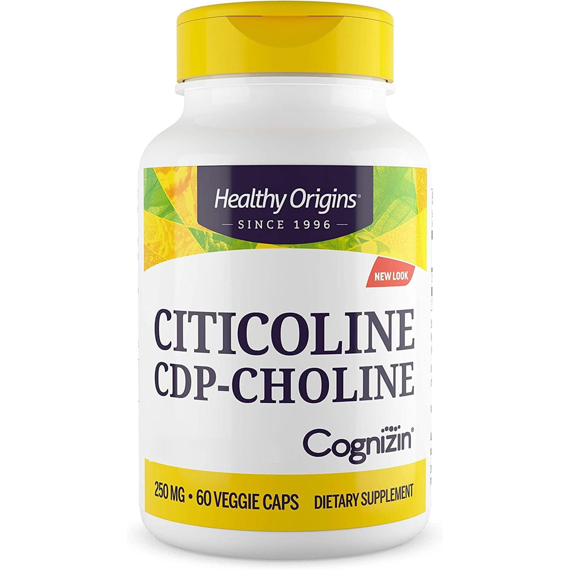 Healthy Origins, Citicoline CDP-Choline avec Cognizine, 250 mg, 60 Gélules végétaliennes, Sans Gluten, Sans Soja, Végétarien