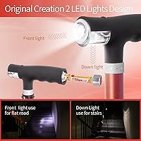 Vista 7 de BeneCane Bastón cuádruple con dos luces LED con base grande y mango en T ligero y ajustable, cuatro puntas, resistente para hombres y mujeres