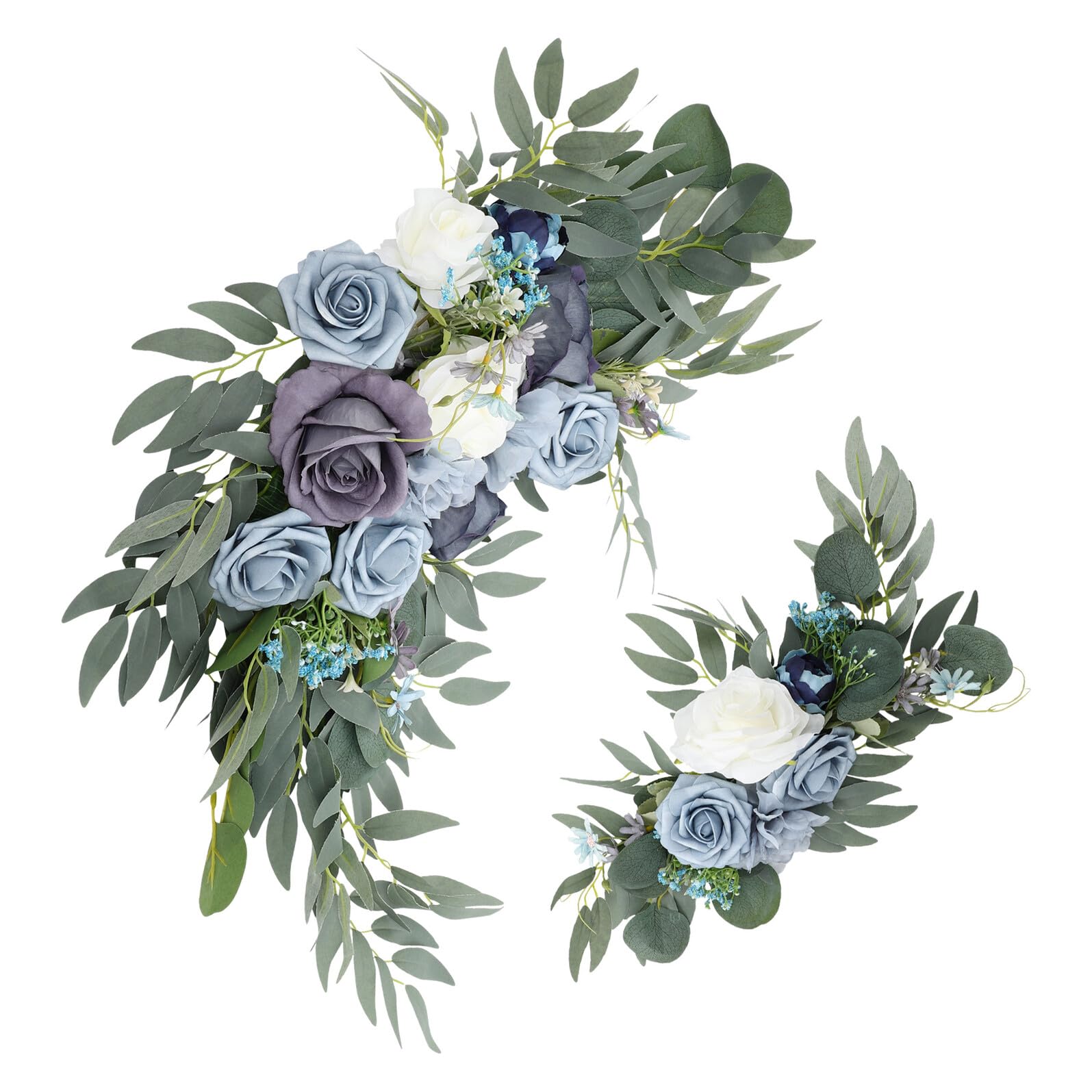 Ornements de roses artificielles bleu brume pour arche de mariage et cérémonie