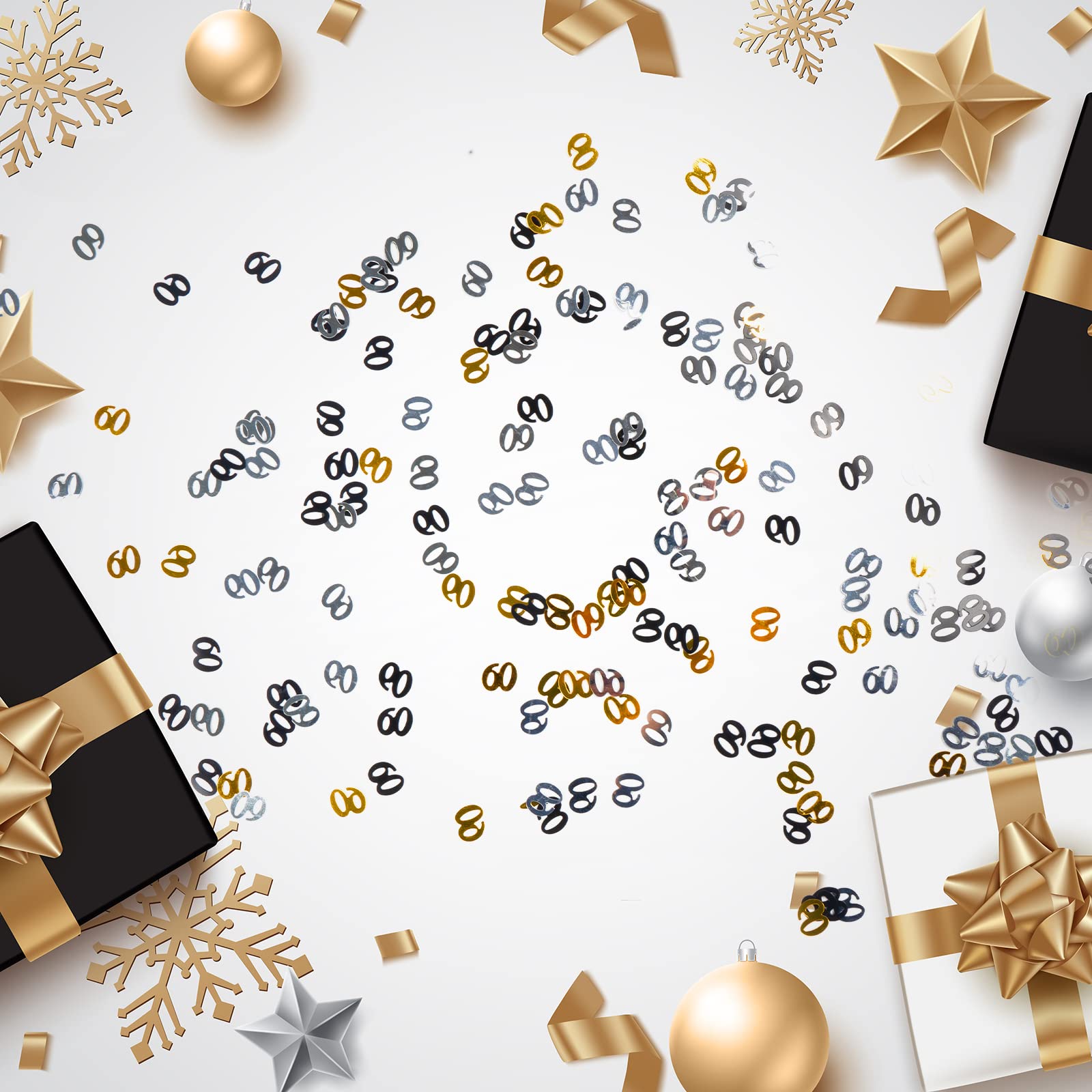 Coriandoli 60° Compleanno Nero Oro Argento - 30g Per Decorazioni Tavola, Torte, Regali - Foto 4