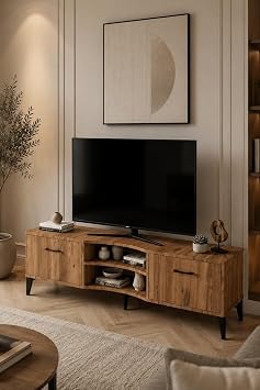 Reyo Falez Vera Tv Sehpas  160x35x50 cm  ok Ama l  Televizyon  nitesi Rafl  Dolapl  Salon Oturma Odas  5055 Atlantik