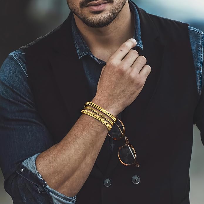 Pulsera de plata y oro para hombres miniatura 2