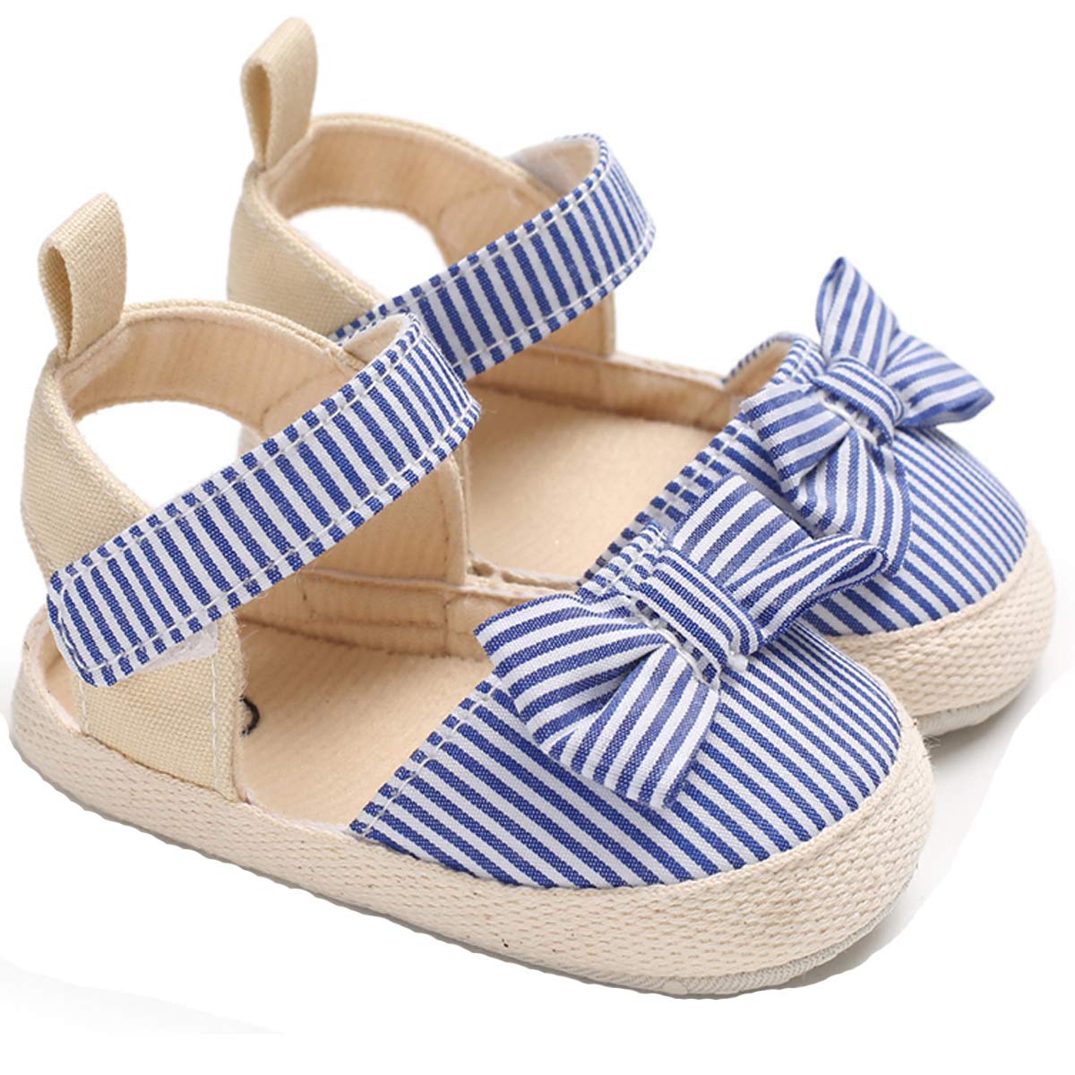 Sandali Neonata Con Fiocco - Scarpine Estive Antiscivolo Per Prime Passi, Cotone Morbido - Foto 9