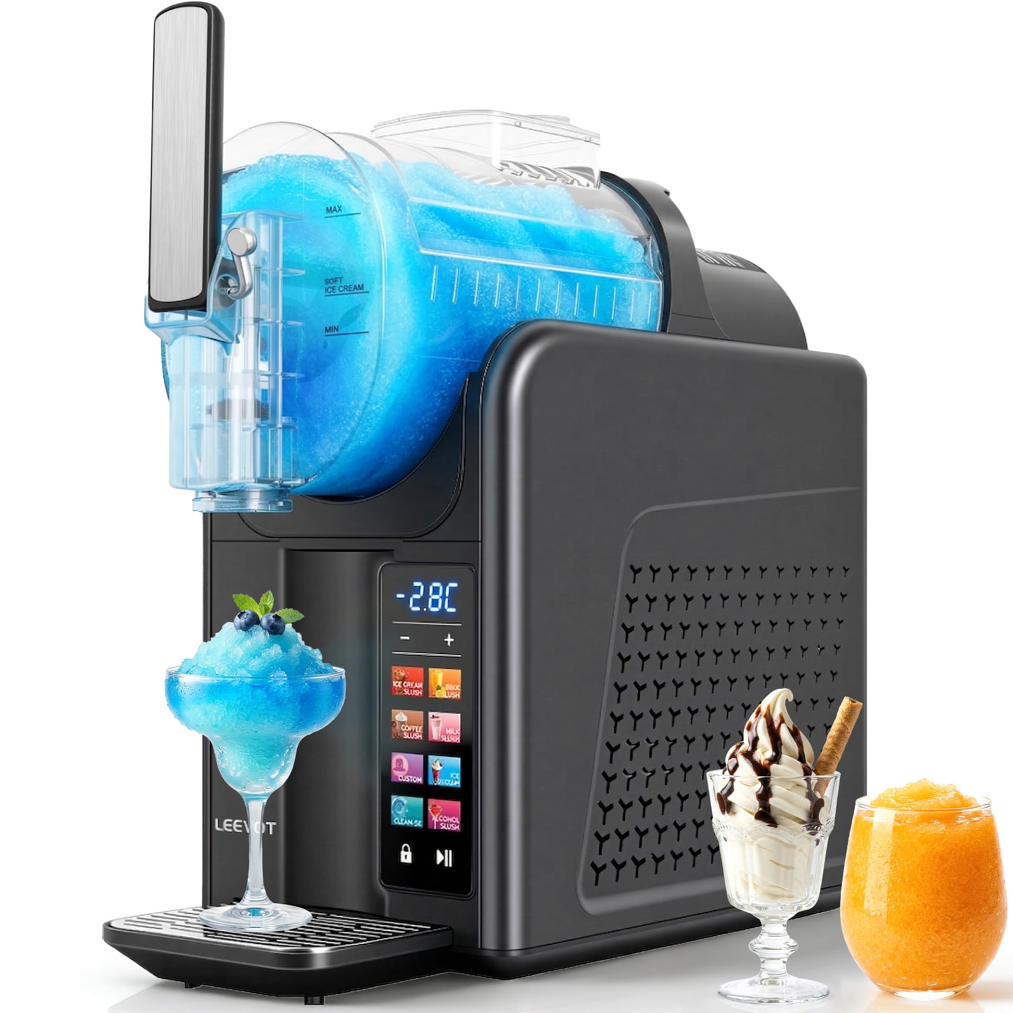 Macchina per granite e gelato soft LEEVOT, macchina per bevande surgelate, 6 programmi preimpostati, blocco bambini, funzione autopulente, ideale per granite margarita domestica 220V 50Hz