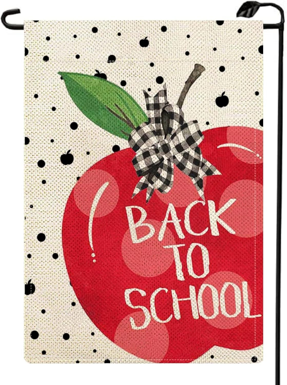 Back to School Apple Garden Flag 12x18 Inch Double Sided Polka Dot Welcome First Day to School Farmhouse Lawn Outdoor Small Flags Outside Decorations For Yard BTS02