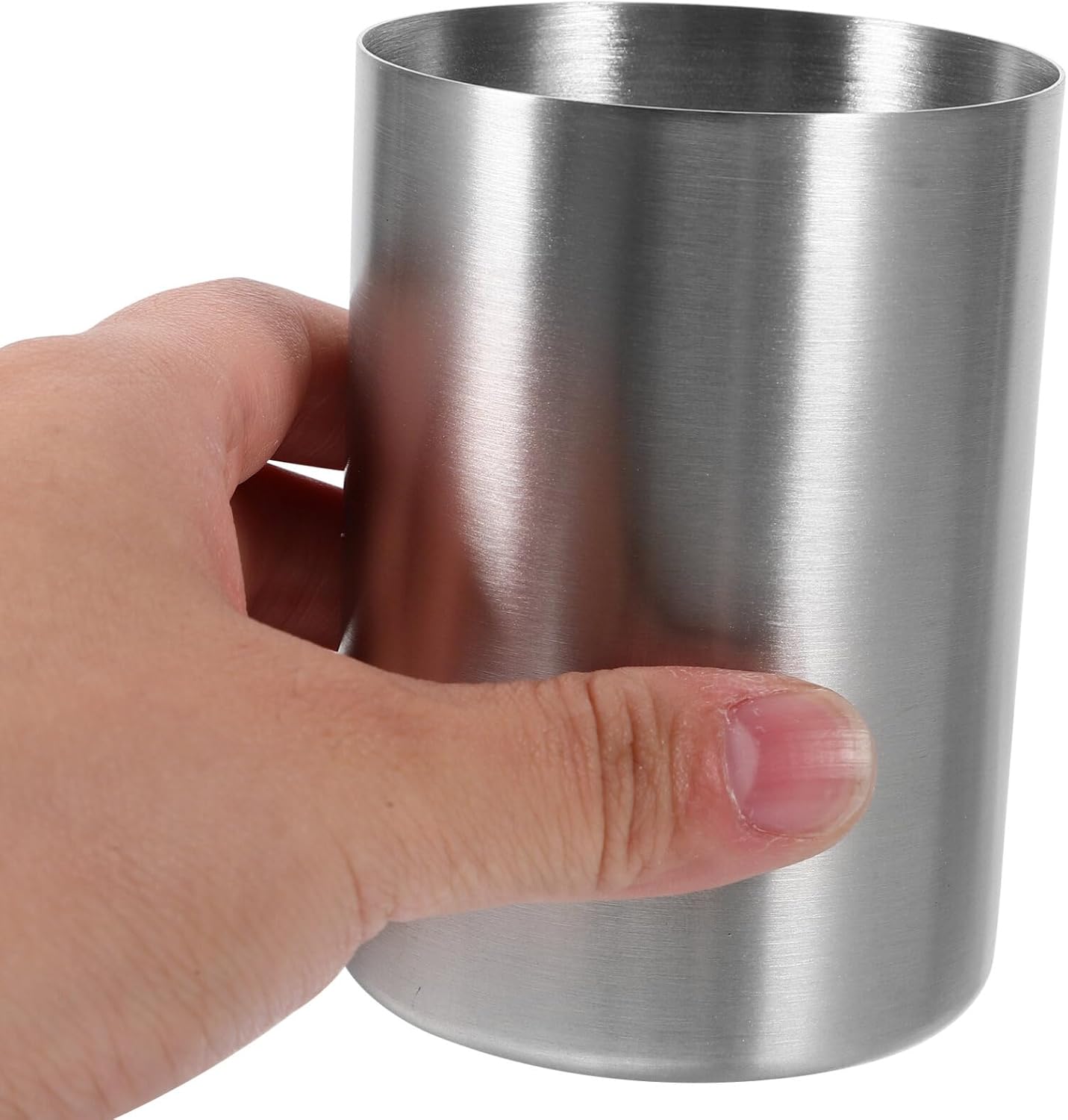 DOITOOL Toothbrush Holder for Bathroom, Stainless Steel Toothbrush Tumbler Cup Water Cup Beverages Beer Cup for Home Party Travel (Silver, 300ml)