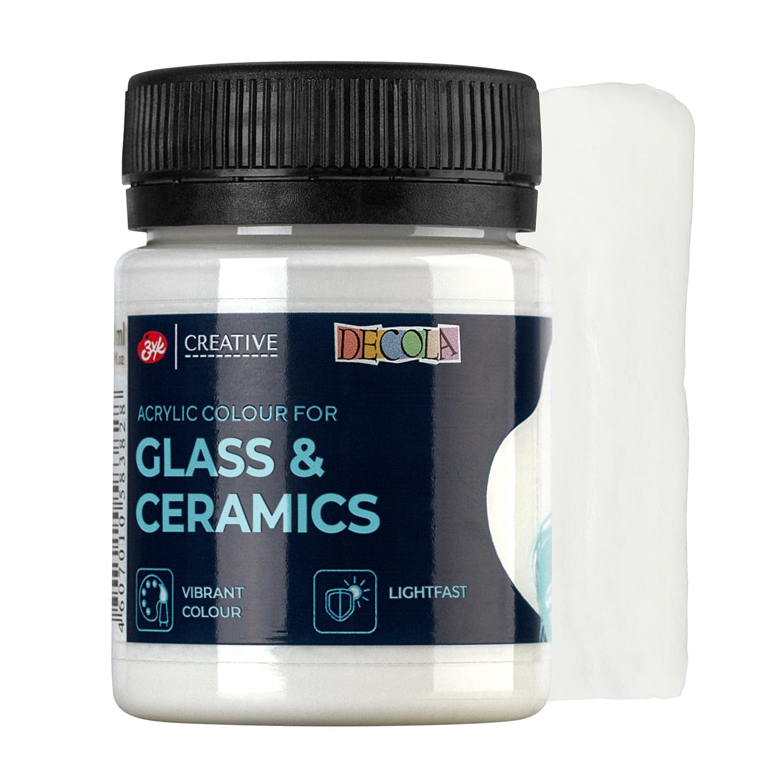 Decola White Porcelain Colour 50ml Permanent for Glass and Ceramics - High Opacity on Dark Surfaces - Produced by Nevskaya Palitra