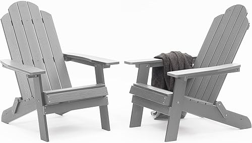 Silla plegable Adirondack de plástico resistente a la intemperie, sillas Adorondic de plástico para exteriores para asientos de área de hoguera de