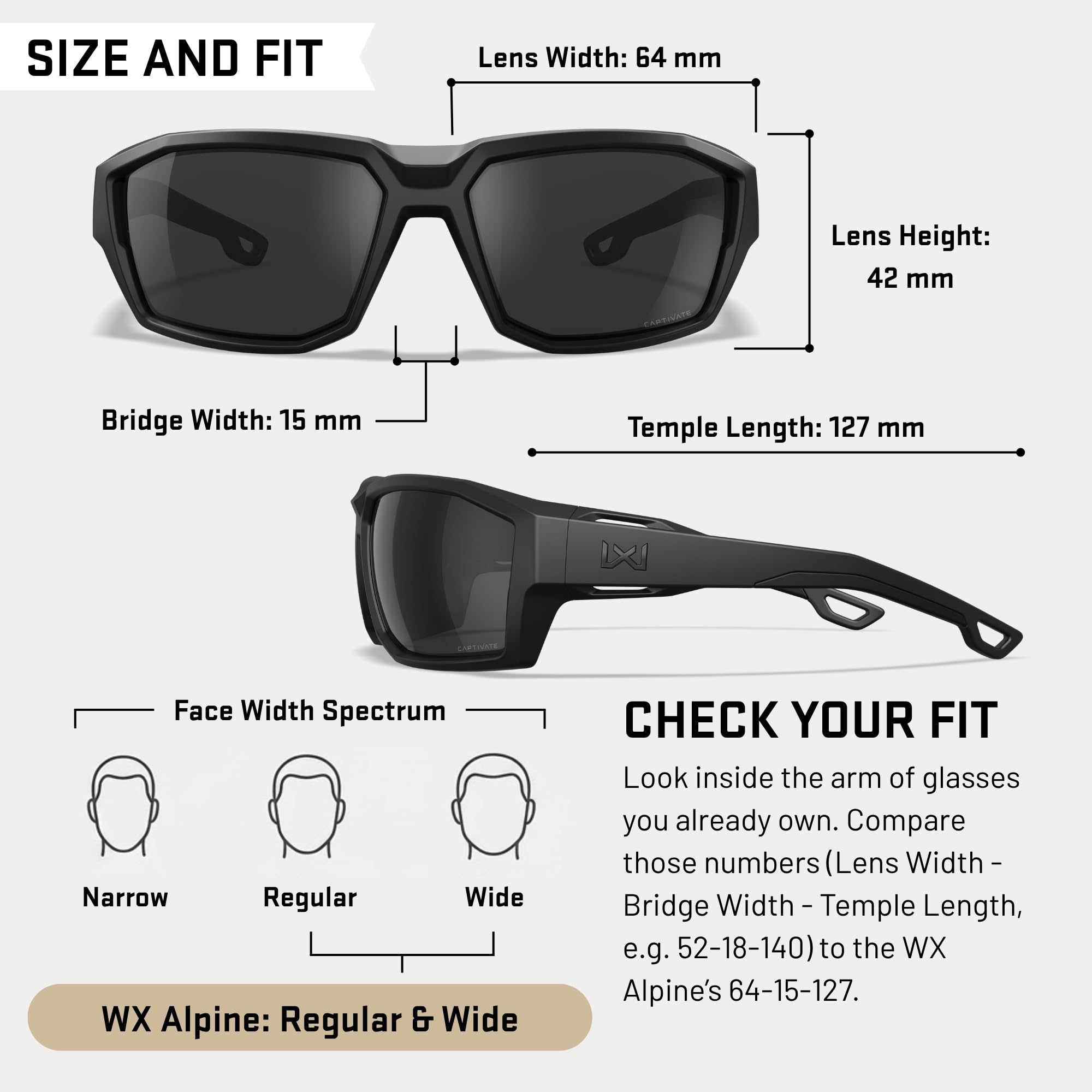 Wiley X Alpine Captivate Sonnenbrille, ballistische Schutzbrille für Damen und Herren, UV-Augenschutz (glänzender kristallgrauer Rahmen mit Captivate™ polarisierten blauen verspiegelten Gläsern)