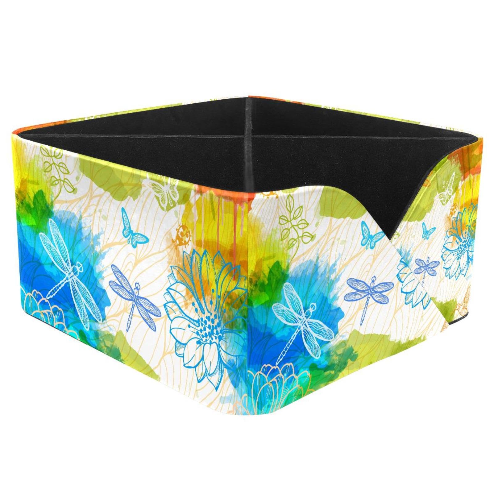 KengjuTesu Fantasy Dragonflies Desktop Organizer Pen Holder, Rectangular Pencil Cup for Office, Study and Makeup Stations