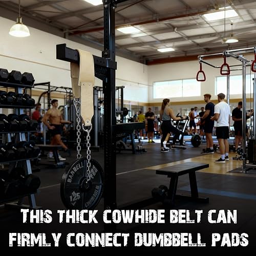 Miniatura 5 de Cinturón de piel de oxido de 34 pulgadas con cadena de acero, cinturón de inmersión de cuero resistente, peso para entrenamiento de fuerza,