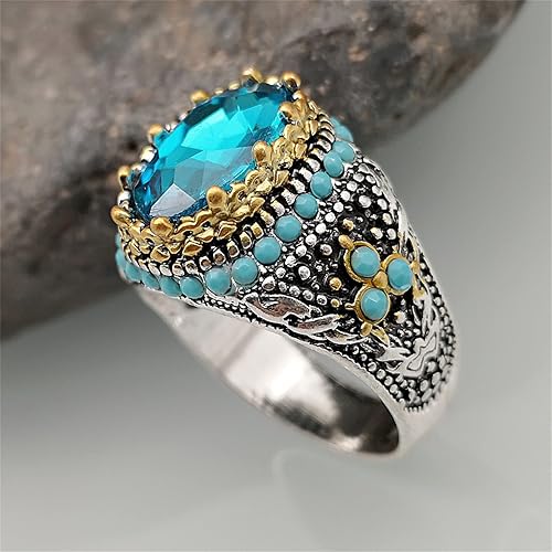 Miniatura 5 de Anillos para niñas, anillo de diamante, turquesa, regalo para mamá, cumpleaños, madre, para mujeres, joyería para el día natural, anillos ajustables