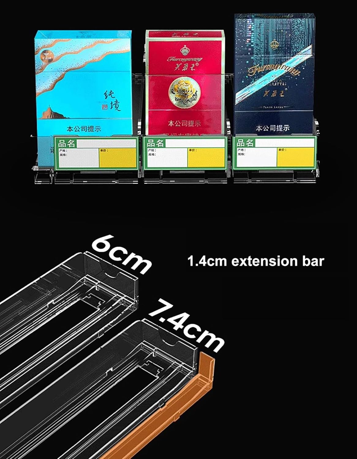 Store Display Shelves Cigarette Display Holder Rectangle Counter Shelf,5 Tier Desktop Cigarette Showcase Rack,Wall Mounted Cigarette Rack,Acrylic Automatic Cigarette Pusher for Store Market(61.5x28.4c