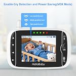 HelloBaby Moniteur bébé, non WiFi pas d'App Baby Monitor avec caméra et audio, télécommande Pan-Tilt-Zoom, vision nocturne automatique, affichage de température, Lullaby, 3.2 pouces IPS Écran