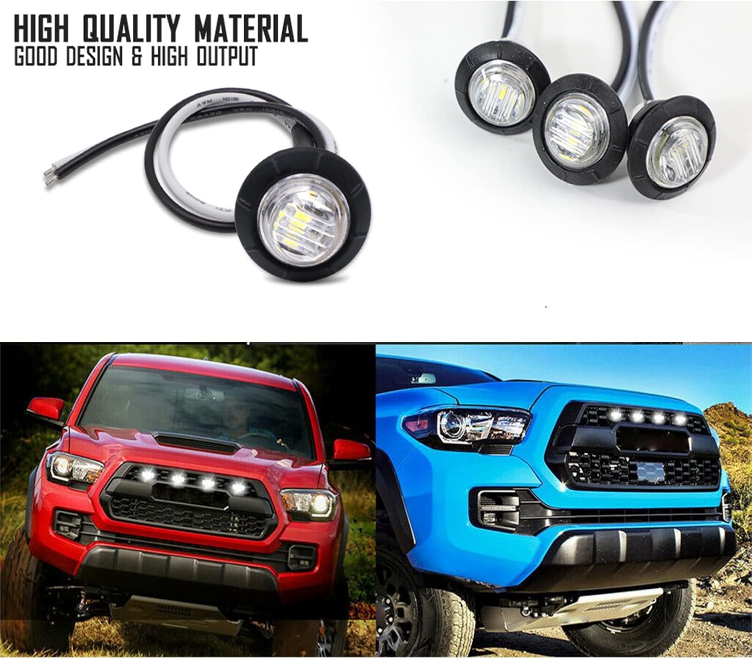 10pcs 3/4'' LED Side Marker Lights,12V White Front Rear Clearance Light,Round Bullet Tail Signal Marker Lights for Pickup Truck Van ATV Caravan