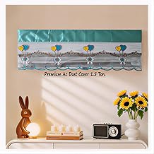 DARSHANAM WORLD Premium Work Indoor AC Dust Protection Cover Designer Summer Ac Cover for 1.5 Ton (97 x 31 x 21.5 cm) (GREEN HEART BALLOON)