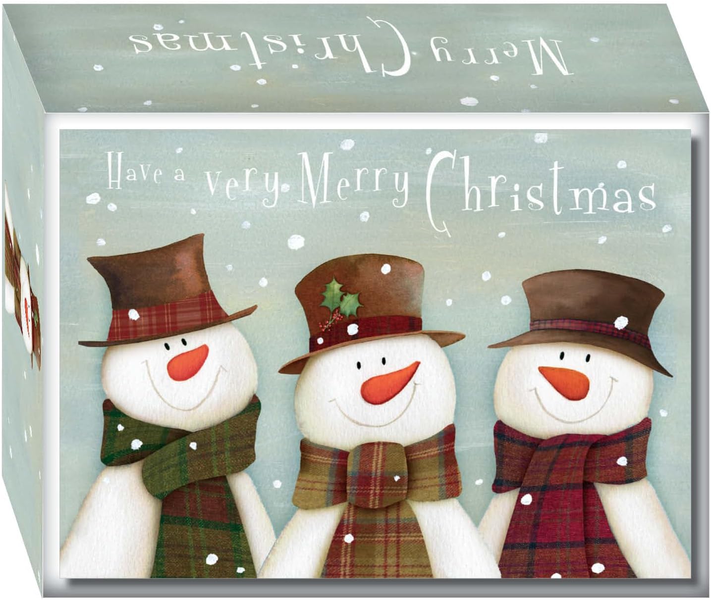 Crown Point Graphics Snowman Trio 30 Boxed Christmas Cards with Glitter Accents and Envelopes