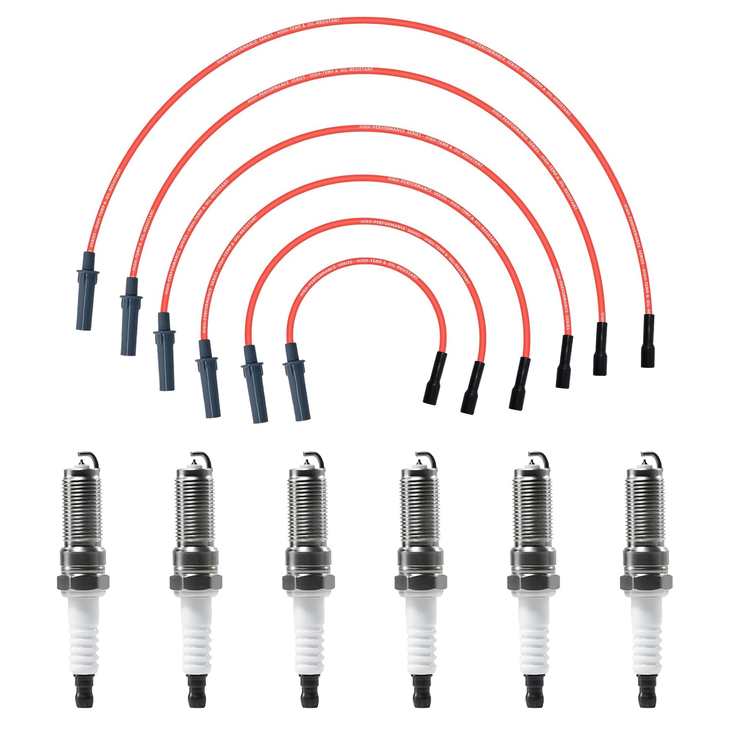 Spark Plug Wire Set & Spark Plugs Kit Compatible with Dodge Grand Caravan Chrysler Town & Country 2001-2010 3.3L 3.8L, Fit Pacifica Voyager Routan, Replace 5019593AA & 2314