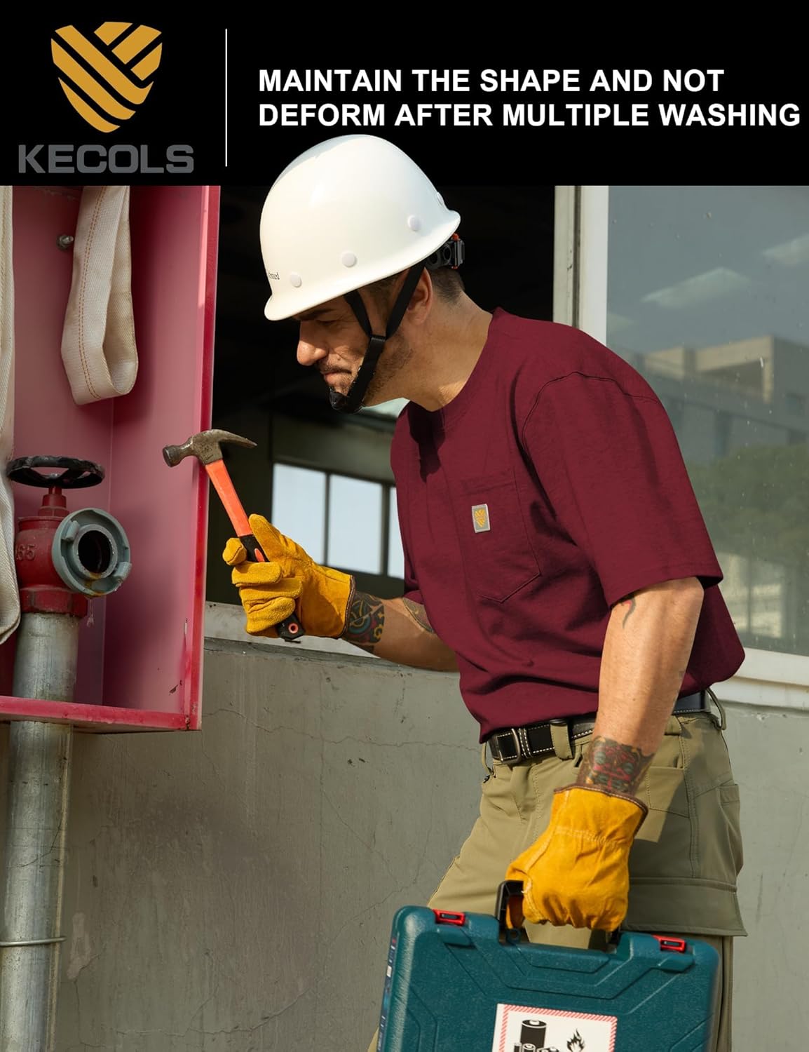 Men's Loose Fit Heavyweight Short-Sleeve Pocket Work T-Shirt (Regular&Tall) - Image 4