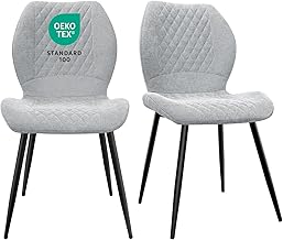 JIJIAN Lot de 2 Chaises de Salle à Manger, Chaises de Cuisine, Chaise de Salon, Chaises Rembourrées, Chaises en Lin conçues ergonomiquement pour Salle à Manger, Cuisine, Chambre, Réception, Gris