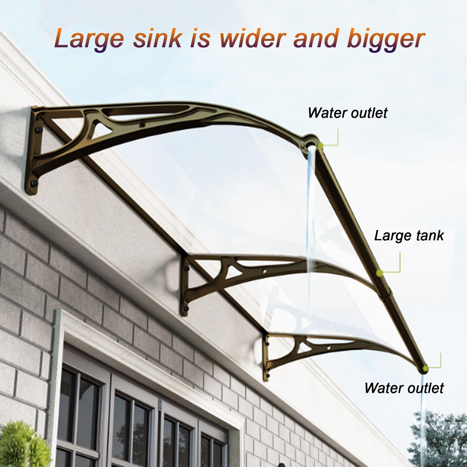 Tenda da sole per esterni e patio, protezione UV e pioggia, per porte anteriori/finestre, design trasparente (100 x 250 cm), copertura resistente per uso esterno