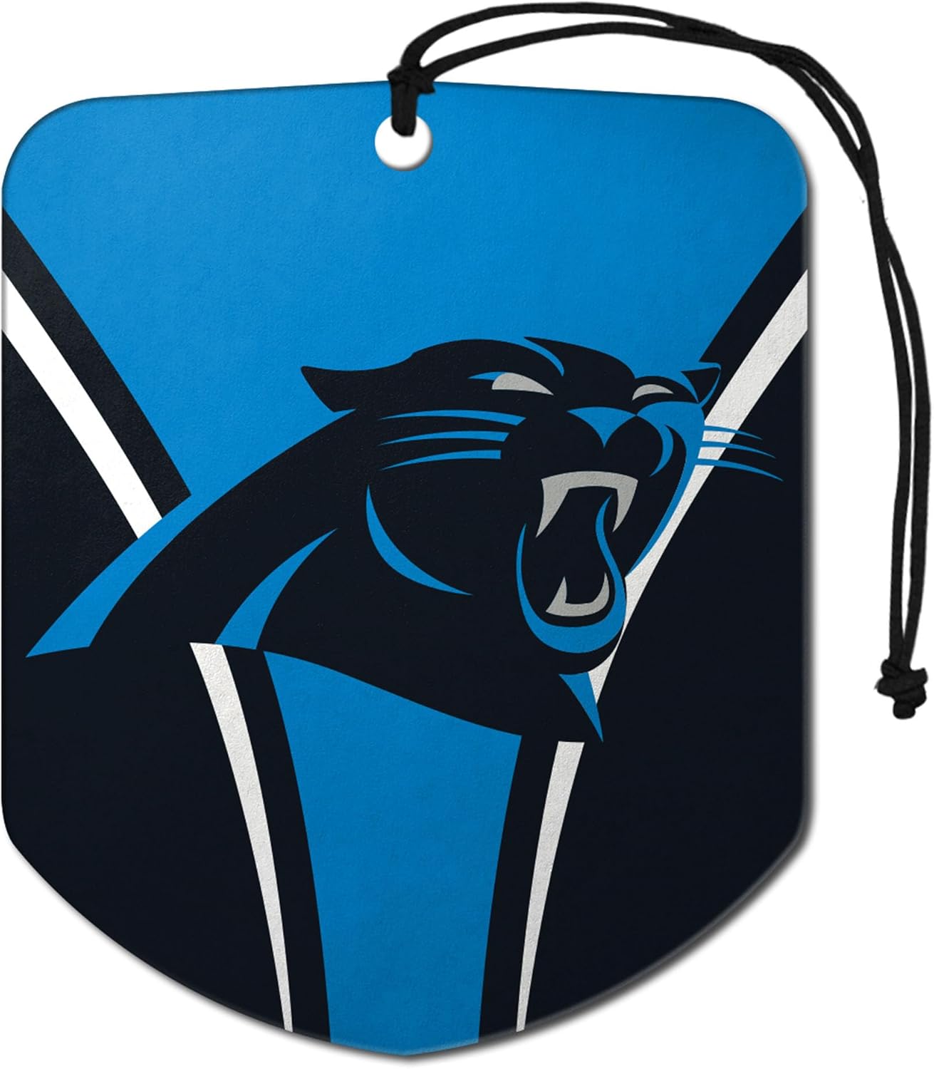 FANMATS 61564 NFL Carolina Panthers Hanging Car Air Freshener, 2 Pack, Black Ice Scent, Odor Eliminator, Shield Design with Team Logo