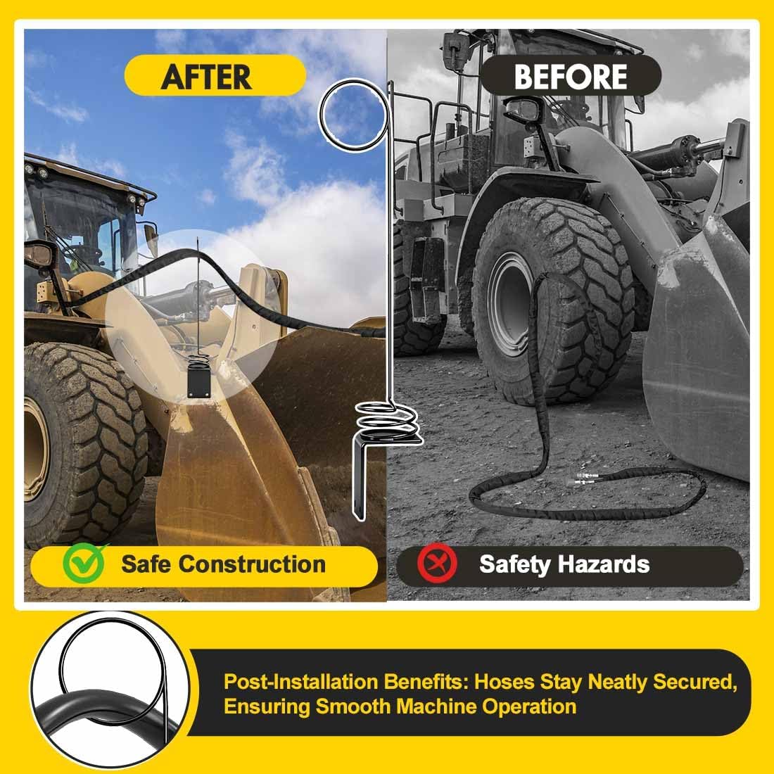 2 Set Hydraulic Hose Hanger Holder for Tractor, Heavy Duty Bolt on Hose Hanger Saver, Prevents Hose Damag - Durable Tractor Accessories & Attachments