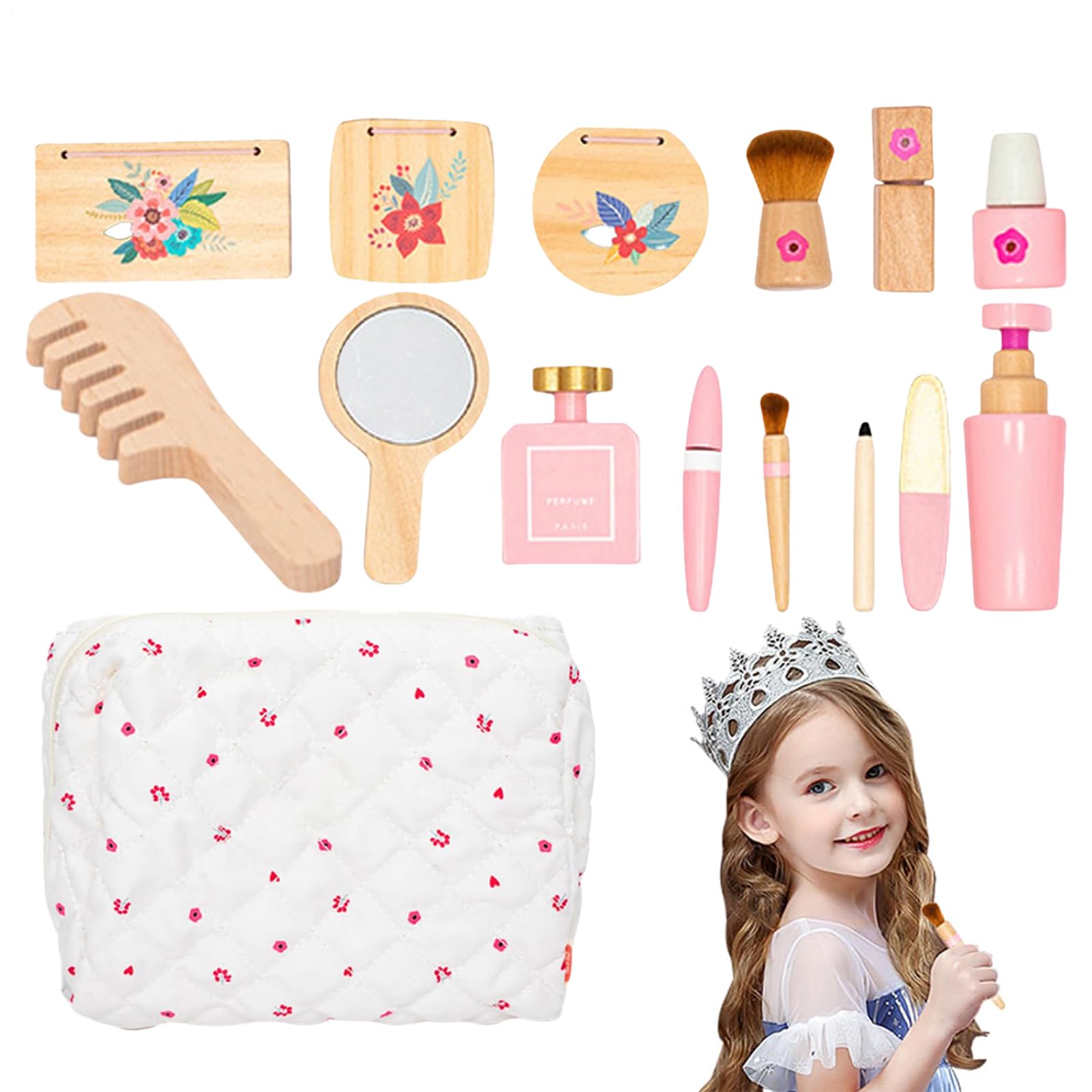 Salón de belleza juguetes de fantasía, juego de de maquillaje de madera | Maquillaje de de vestir | Juguetes de peluquería de maquillaje interactivo educación temprana para niñas