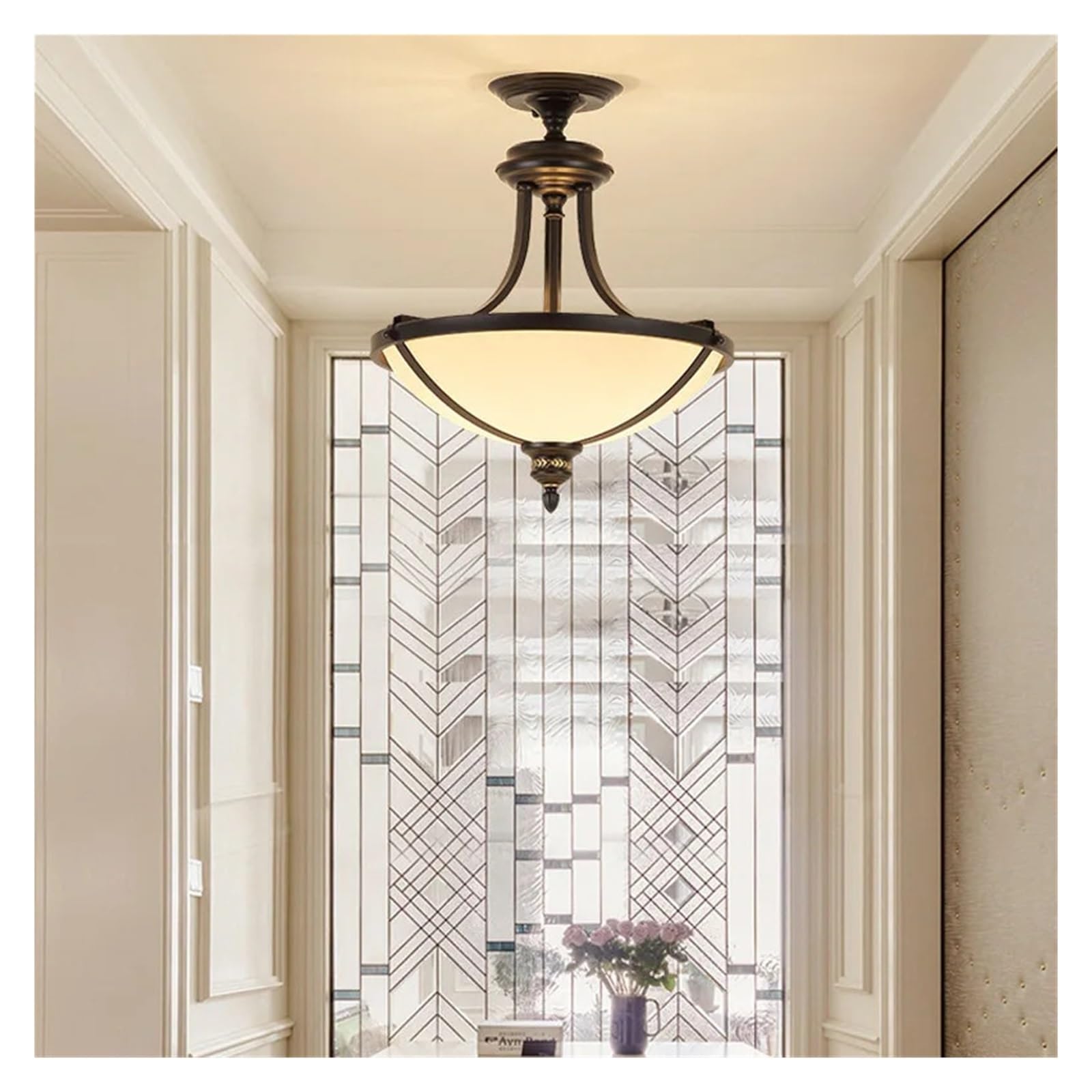 Plafonnier vintage LED pour salon et salle à manger, luminaire rétro noir chic