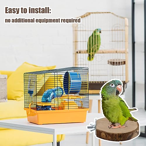 Miniatura 5 de CZWESTC 8 piezas de madera natural para pájaros, perca de madera, soporte de tenedor, juguetes colgantes de múltiples ramas, plataforma de perca,