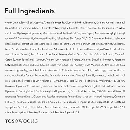 Miniatura 7 de TOSOWOONG Crema de Noche Real de Retinol 0.1%, Hidratante Facial Anti-Edad con Retinol, Bakuchiol, Piel Más Firme, Reduce Arrugas y Minimiza Poros