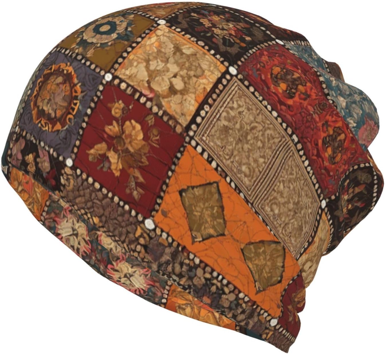 (African Style Patchwork) Multi-Functional Convertible Brimless Hat for Daily Outdoor Travel Use -