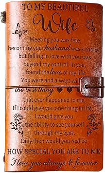 BeauGift Gifts for Wife, To My Beautiful Wife Journal, Birthday Anniversary Wedding Romantic Gifts for Wife Women from Husband-140 Page Refillable Notebook