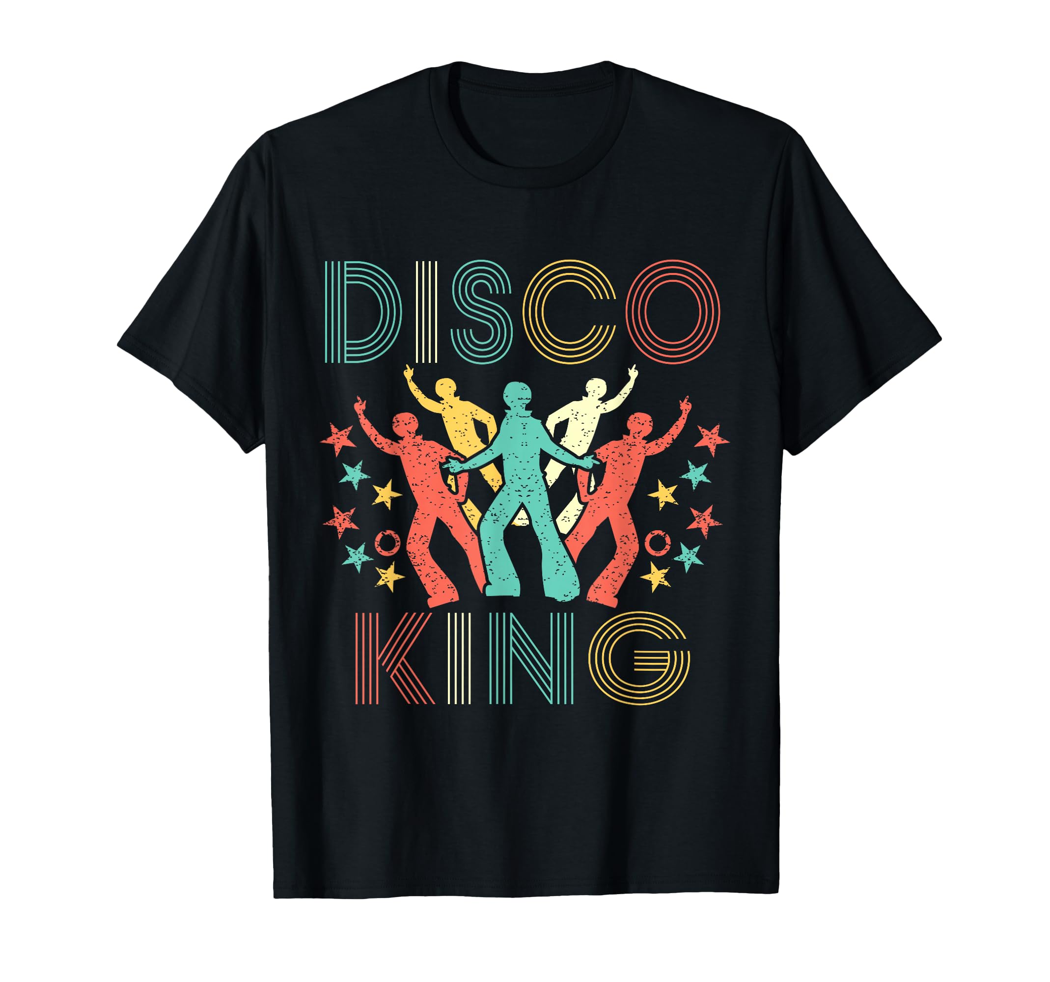 Disco King Men 1970s 1980s Distressed Dance 70s T-Shirt