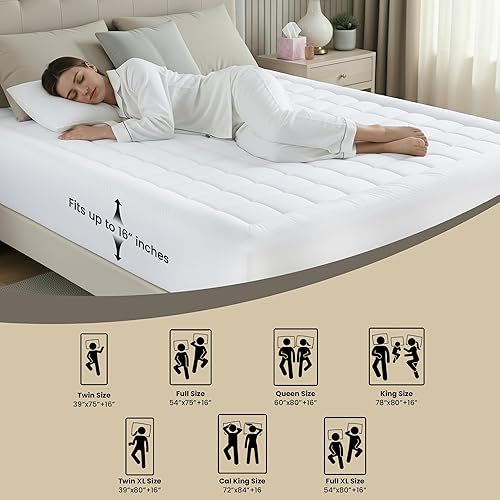 Miniatura 5 de Almohadillas de colchón premium, gemelo, Blanco