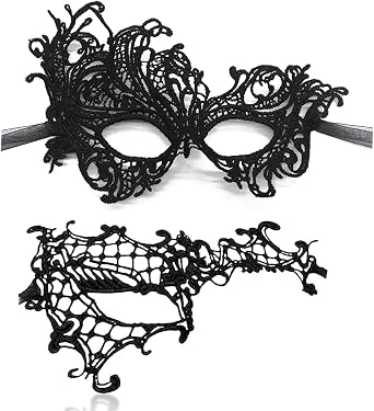 TFTSR Masquerade Masks for Women Couples & Men - Black & Gold Lace Mardi Gras & Venetian Dress Mask Adults Party Costume
