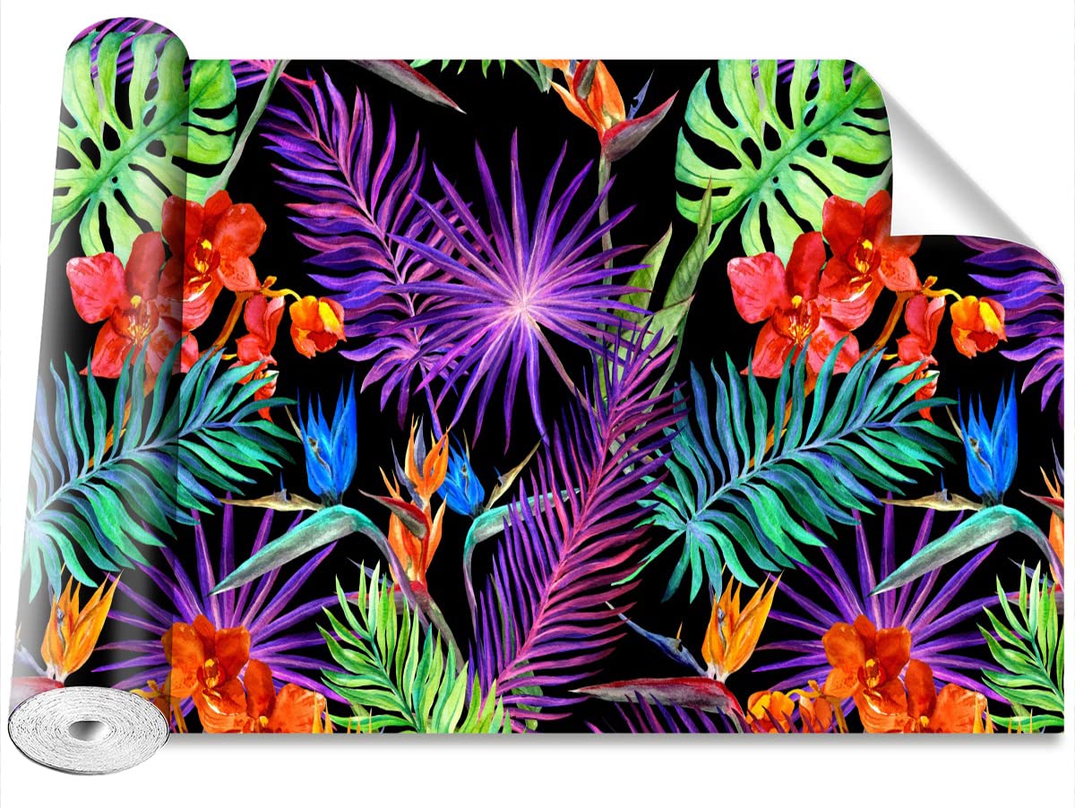 Papier Peint Feuilles Exotiques Auto-Adhésif Tulup 416x254cm pour Décoration Murale