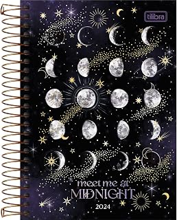 Tilibra - Agenda Espiral Diária 14 x 20 cm Magic 2024 - Fases da Lua - Meet Me At Midnight