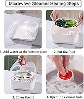 Vista 6 de Microwave Steamer with Lid and Tray, Vegetables Steamer for Microwave Bowl, Microwavable Cookware Supplies (1 - Layer)