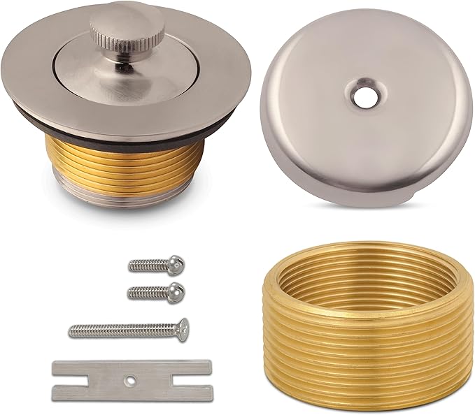 Lift and Turn Conversion Kit Bathtub Drain Assembly, All Brass Tub