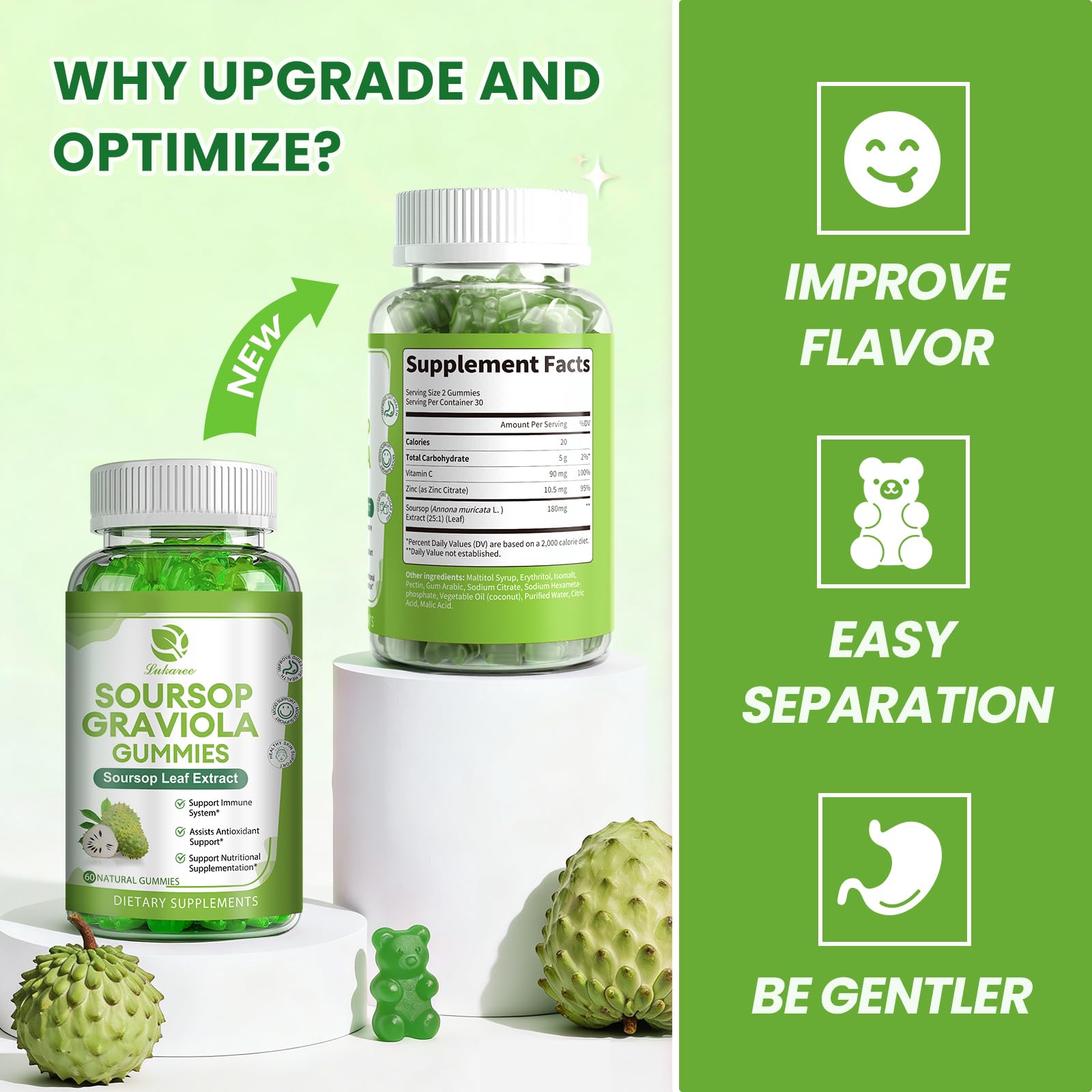 (2 Pack) Soursop Gummies - Soursop Leaves Concentrated Extract for Immune — Amazon image 8