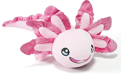 UNIMV Axolotl - Peluche pesado, 2 libras, 28.5 pulgadas de largo, bonito peluche de ajolote rosa grande, juguete de peluche con peso, regalo de