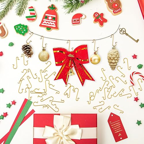 Miniatura 5 de Paquete de 100 ganchos para adornos, ganchos para adornos de Navidad, ganchos para adornos de Navidad, ganchos de alambre de metal, ganchos para